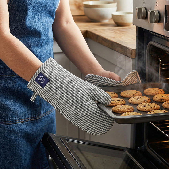 Cotton Ticking Black Oven Glove & Pot Holder