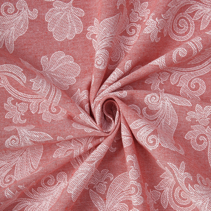 Chambray Cotton Floral Red Cushion Cover (Pack of 2)