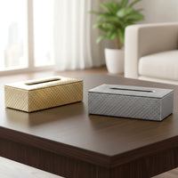 PU Leather Silver + Light Gold Tissue Box (Pack of 2)