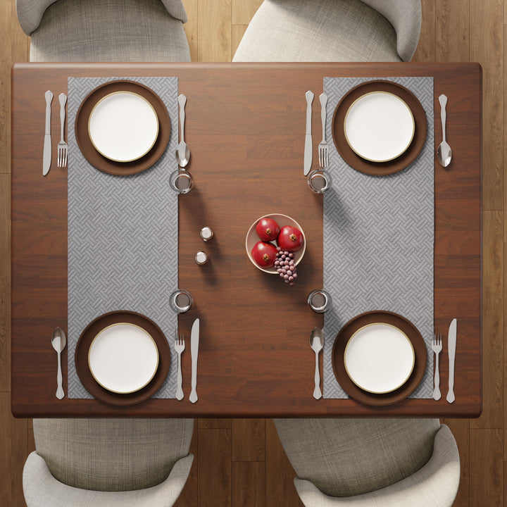 Quilted Velvet Light Grey Table Runner