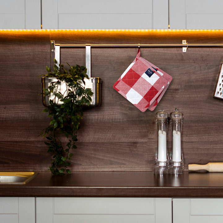 Cotton Buffalo Red Checks Pot Holders (Pack of 2)
