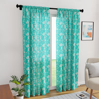 Polyester Blotch Teal Curtain (Pack of 2)