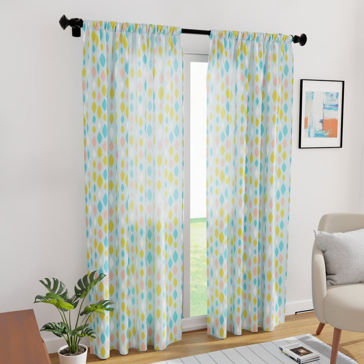 Polyester Teardrops Turq Curtain (Pack of 2)