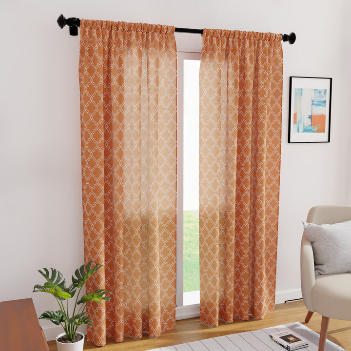 Polyester Trellis Copper Curtain (Pack of 2)