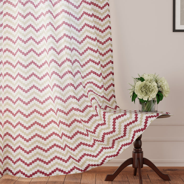 Polyester Chevron Brown Curtain (Pack of 2)