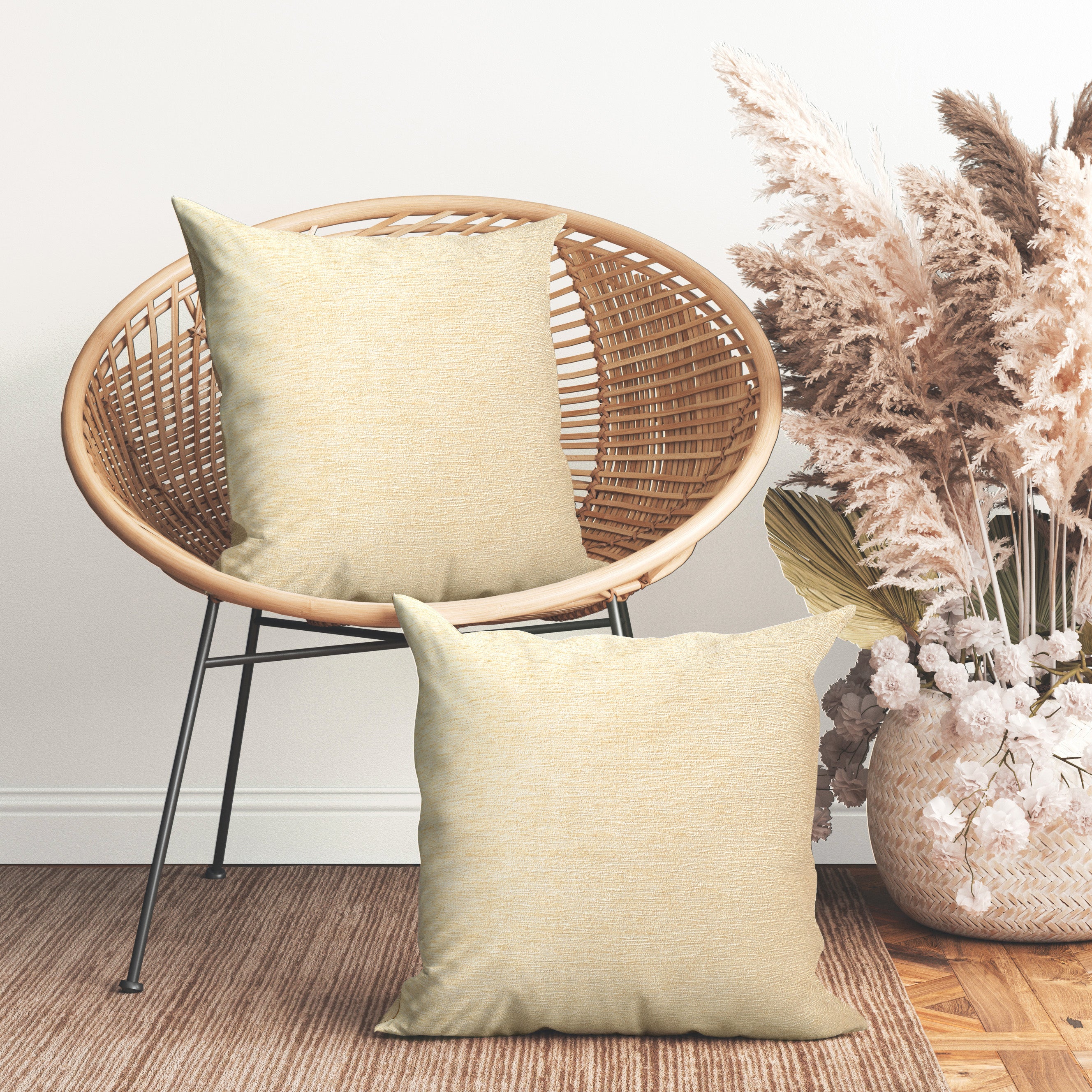 Chenille Cream Cushion Cover (Pack of 2)