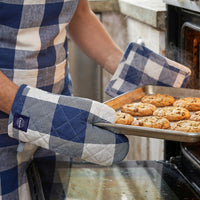 Cotton Buffalo Blue Checks Oven Glove & Pot Holder