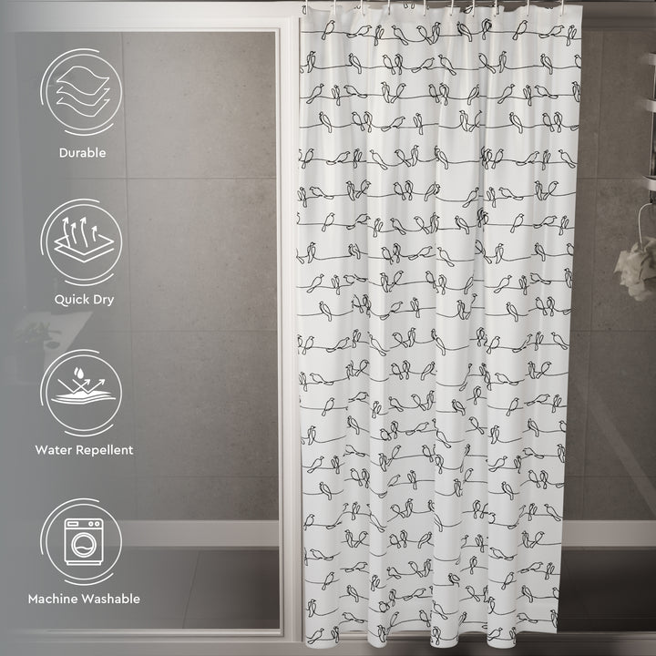 Polyester Blackbirds Shower Curtain (Pack of 1)