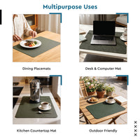 2 Sided Leather Olive Placemat + Coaster