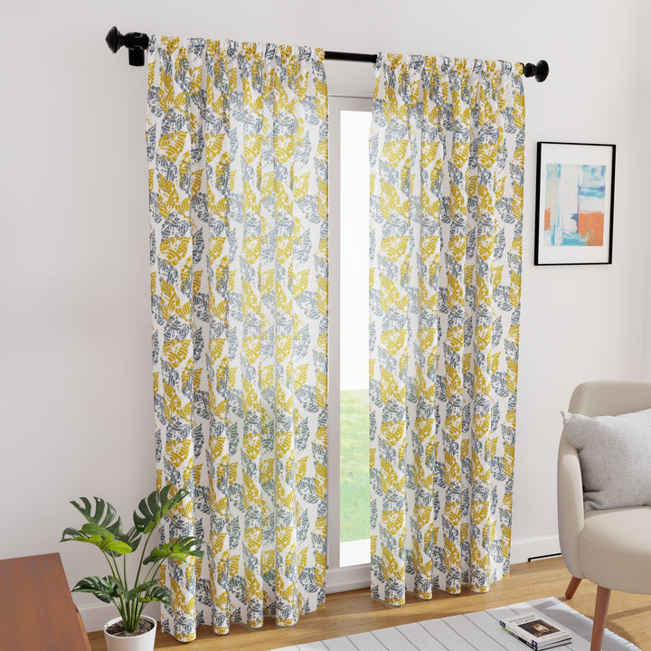 Polyester Dry Leaves Curtain (Pack of 2)