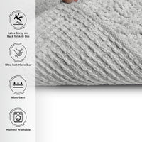 Polyester Grey Shower Curtain + Bathmat (Pack of 3)