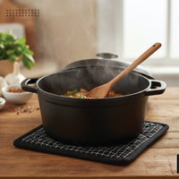 Cotton Butcher Checks Black Apron + Oven Glove + Pot Holder (Pack of 3)