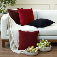 Chenille Solid Maroon Cushion Cover (Pack of 1)