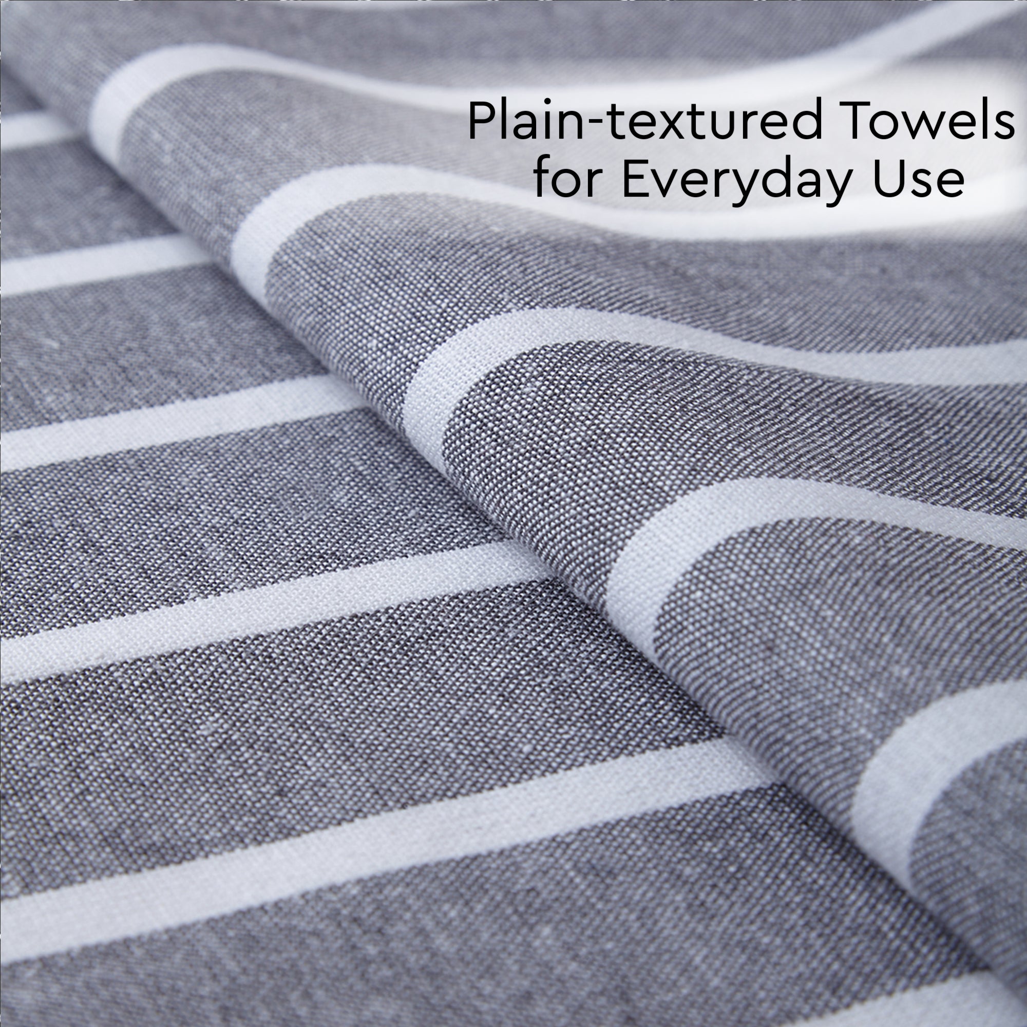 Cotton Roma Grey Stripes Kitchen Towel (Pack of 4)