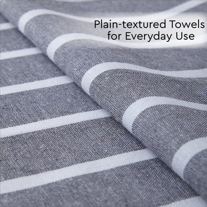 Cotton Roma Grey Stripes Kitchen Towel (Pack of 4)