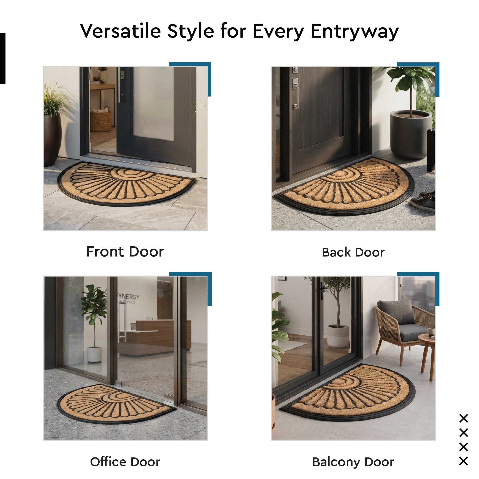 Coir Half Round Sunrise Door Mat (Pack of 1)