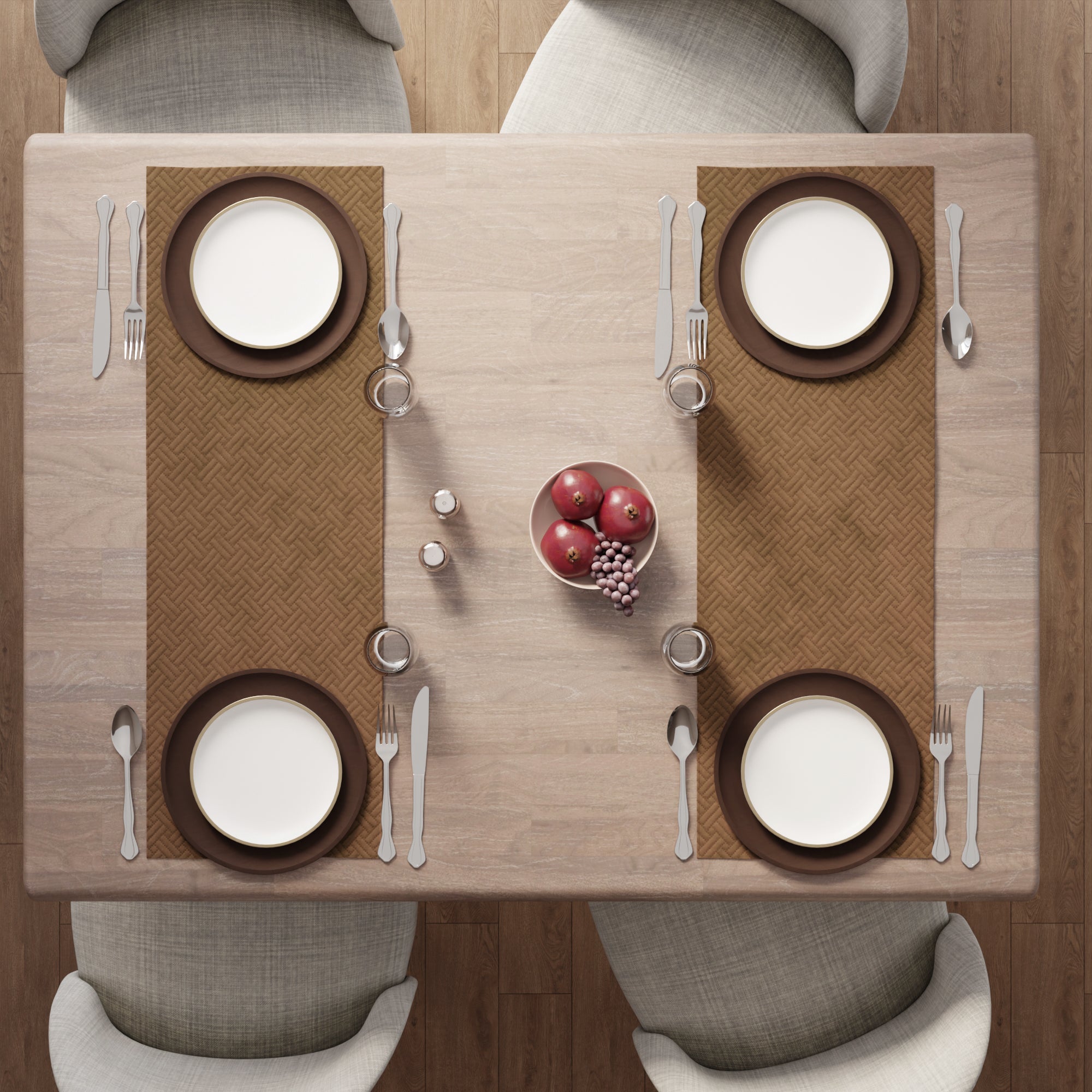 Quilted Velvet Tan Table Runner