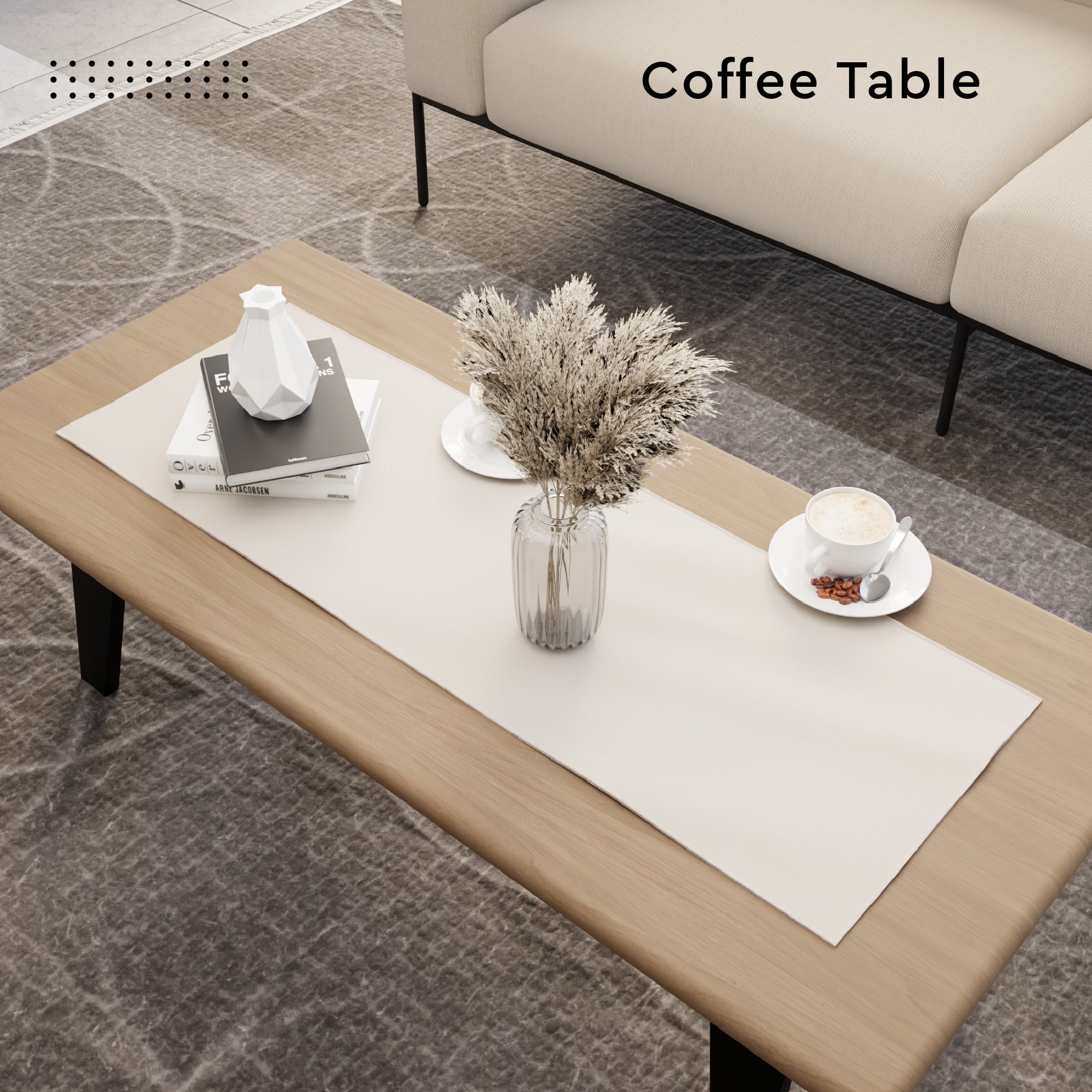 PVC Leather Cream Table Runner (Pack of 1)