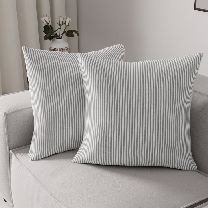 Cotton Ticking Black Cushion Cover (Pack of 2)