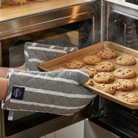 Cotton Roma Grey Stripes Oven Glove & Pot Holder