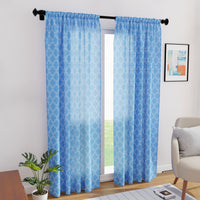 Polyester Trellis Blue Curtain (Pack of 2)