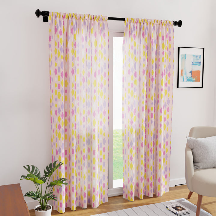 Polyester Teardrops Pink Curtain (Pack of 2)