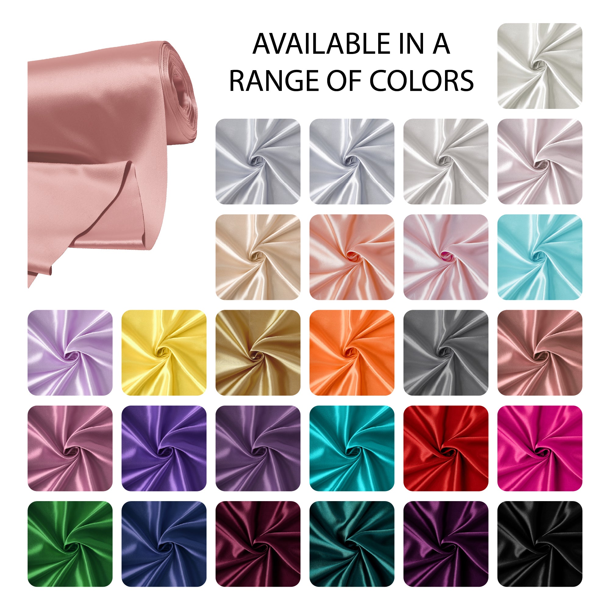 Silky Satin Fabric Material By Meter | 110 Cm Width, Silk & Shiny Fabrics | Fabric For Scrunchies, Dress, Pillowcases, Pajamas, Evening Dress, DIY