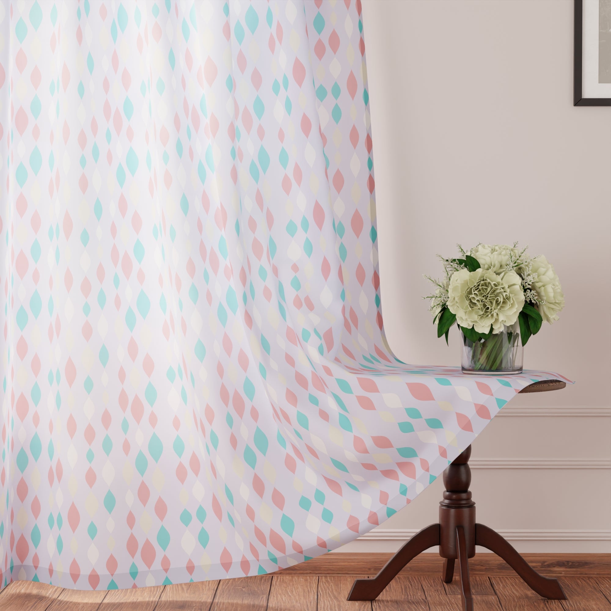 Polyester Teardrops Lilac Curtain (Pack of 2)