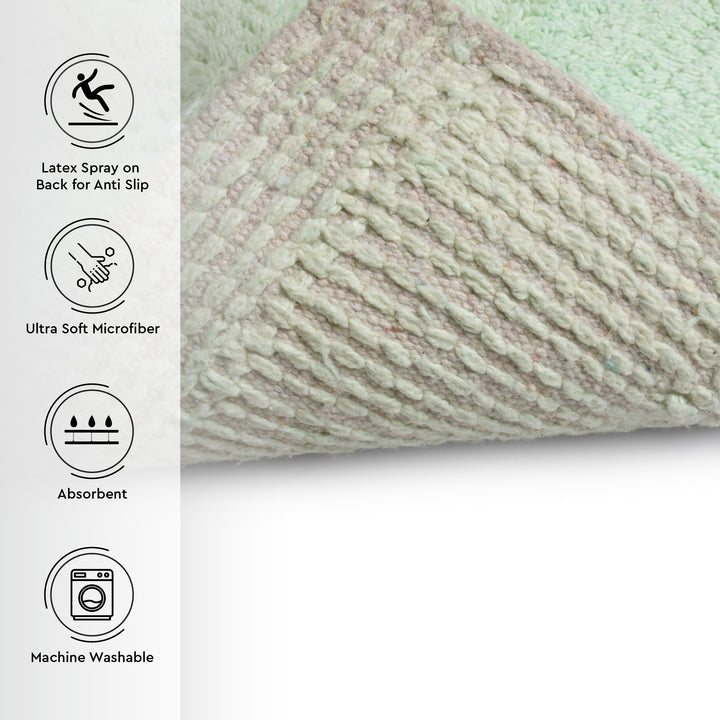 Polyester Mint Shower Curtain + Bathmat (Pack of 3)