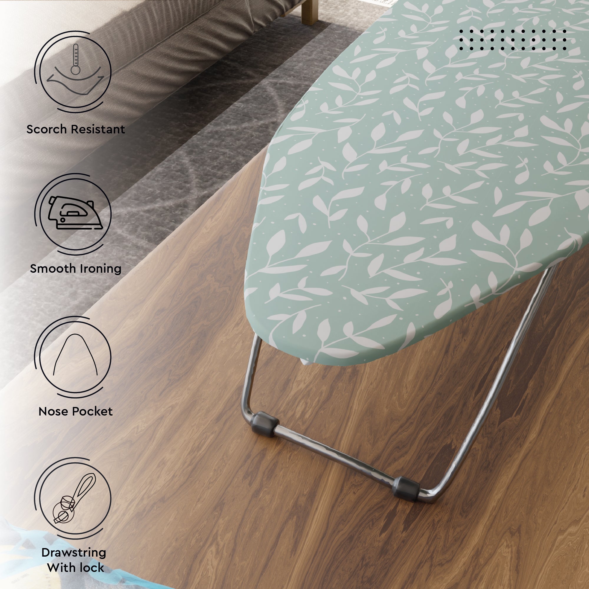 Green Leaflet Ironing Board Cover