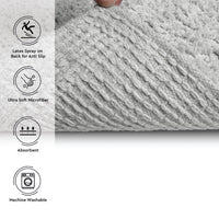 Polyester ZZ Light Grey Combo Shower Curtain + Bathmat (Pack of 3)