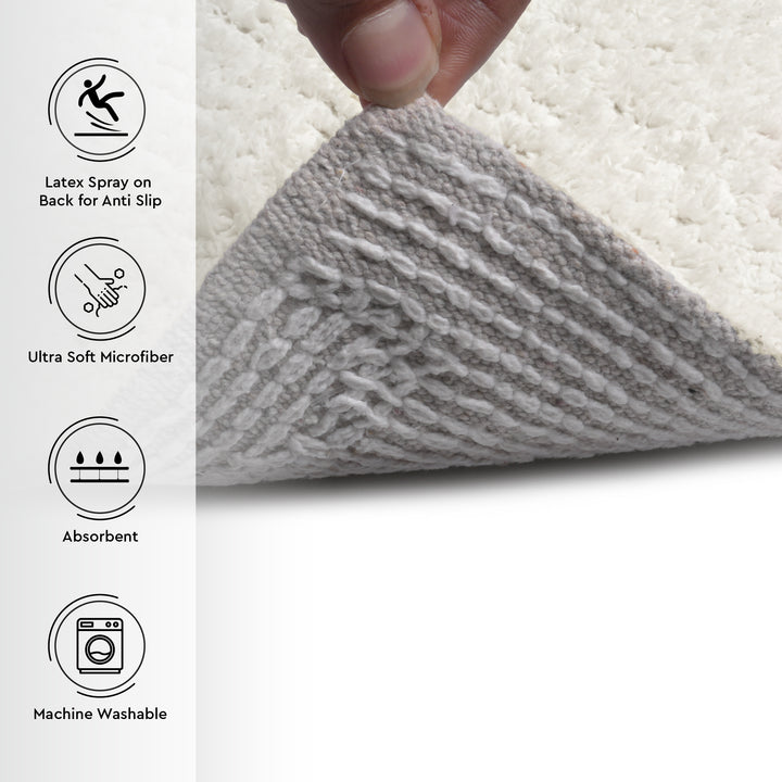 Polyester Natural Shower Curtain + Bathmat (Pack of 3)