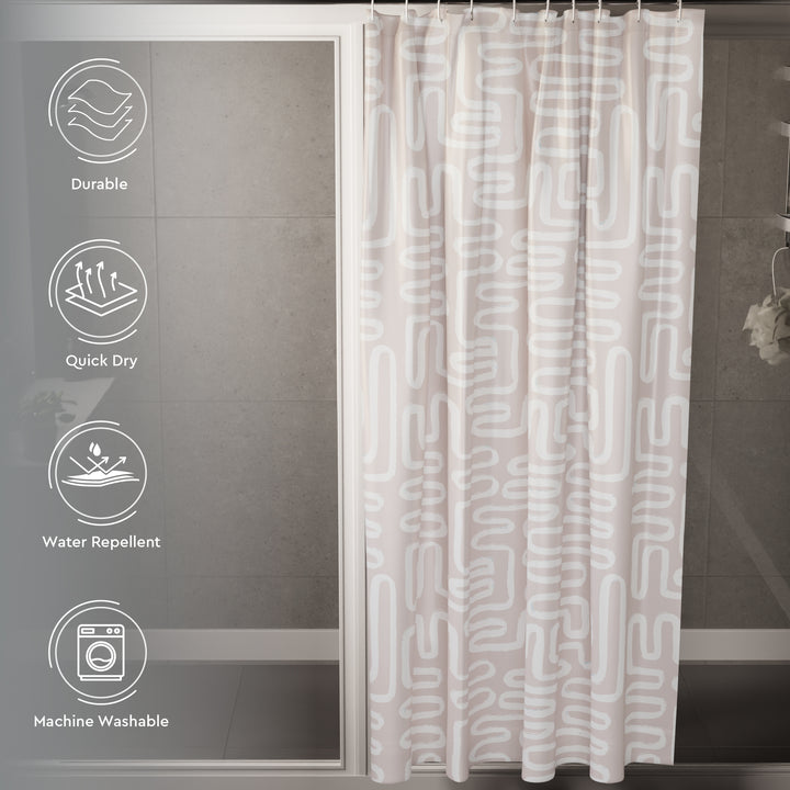 Polyester Boho Maze Beige Shower Curtain (Pack of 1)