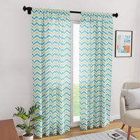 Polyester Chevron Green Curtain (Pack of 2)
