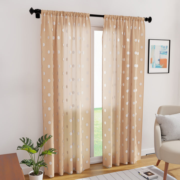 Polyester Dollar Beige Curtain (Pack of 2)