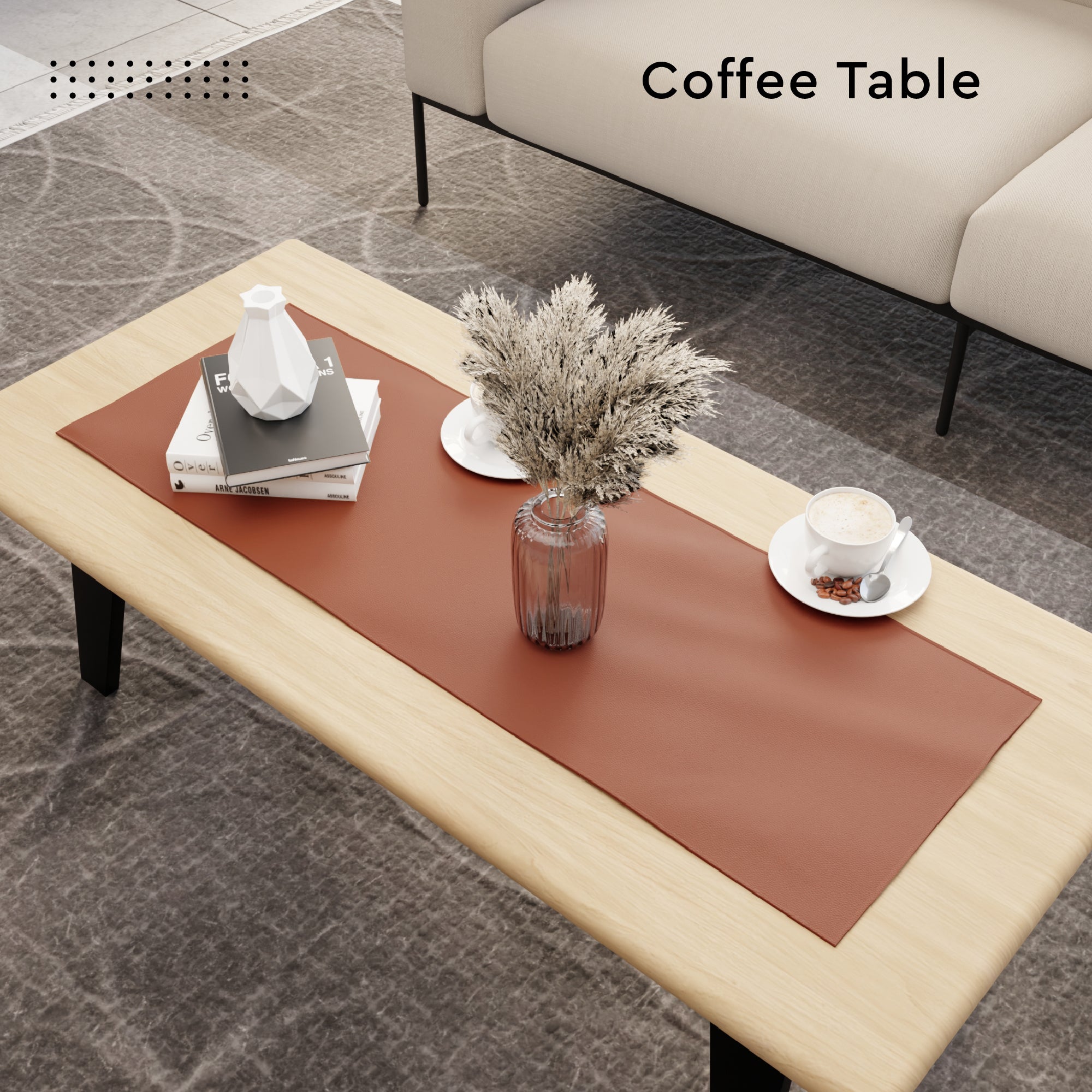 Faux Leather Tan Table Runner