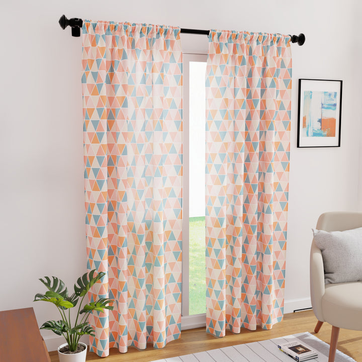 Micro Big Triangles Apricot Curtain (Pack of 2)