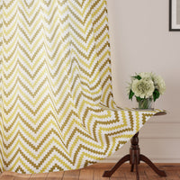 Polyester Chevron 1 Beige Curtain (Pack of 2)