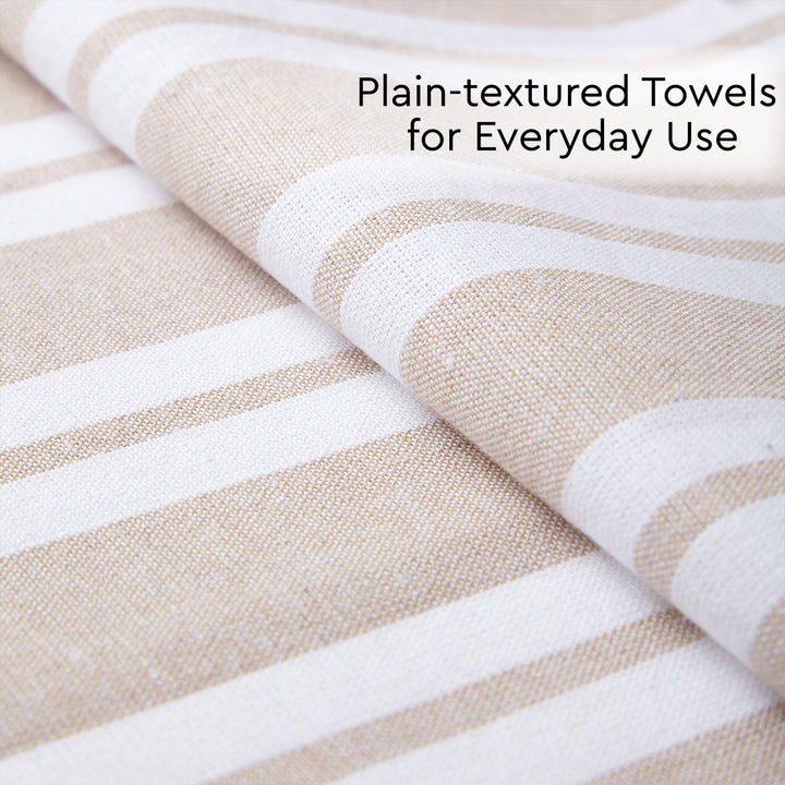 Cotton Franca Beige Stripes Kitchen Towel (Pack of 4)