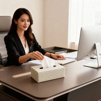 PU Leather Cream Tissue Box (Pack of 1)