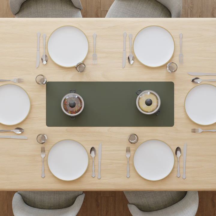 2 Sided Leather Olive Table Runner (Pack of 1)