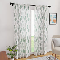 Polyester Palm Green Curtain (Pack of 2)