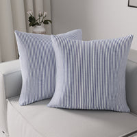 Cotton Ticking Navy Blue Cushion Cover (Pack of 2)