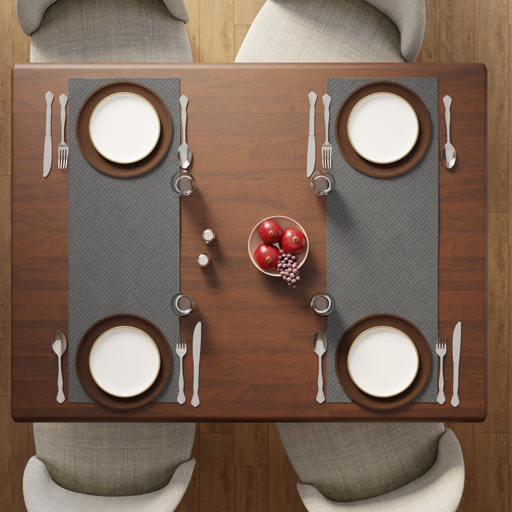 Quilted Velvet Dark Grey Table Runner