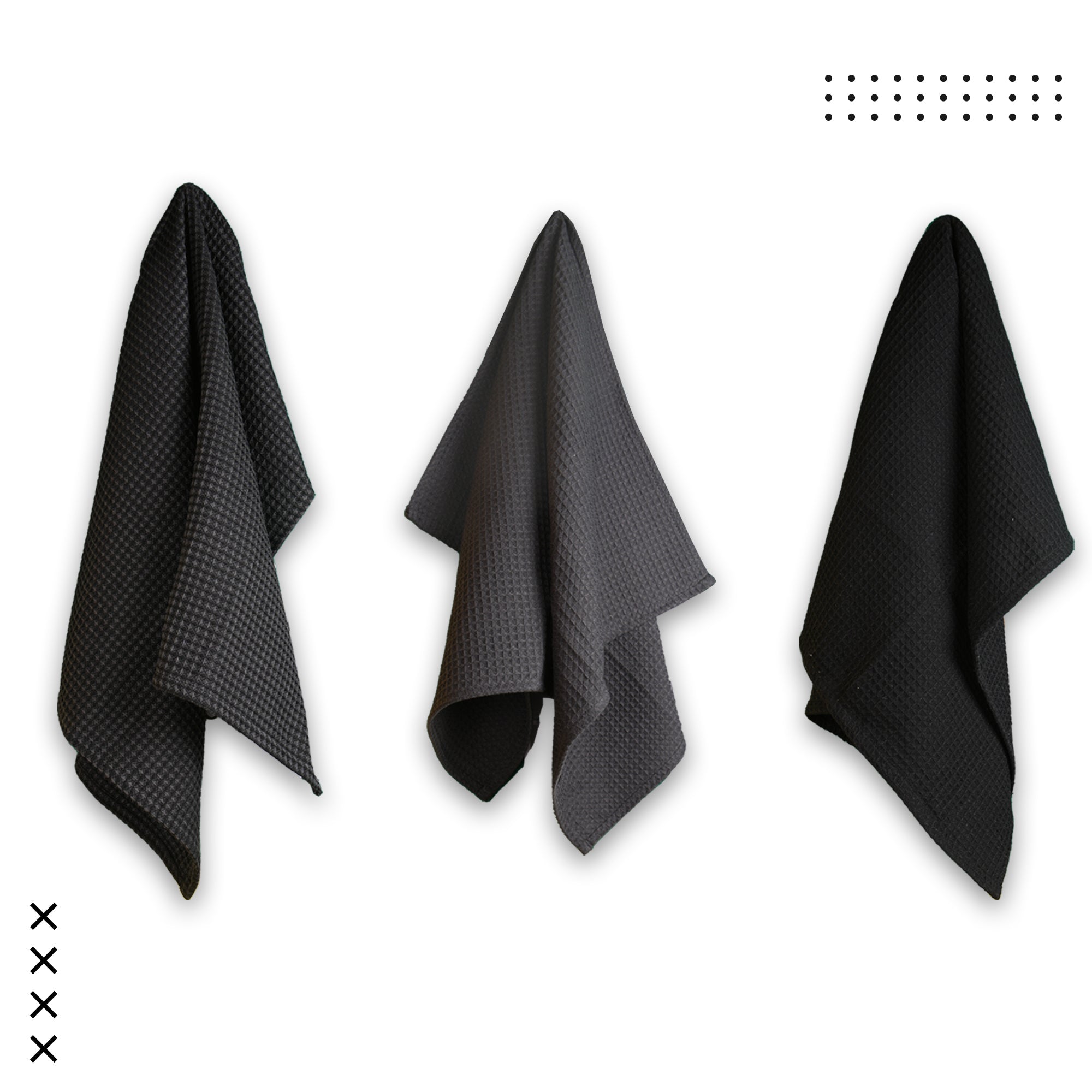 Waffle Grey Black Combo Kitchen Towel (Pack of 6)