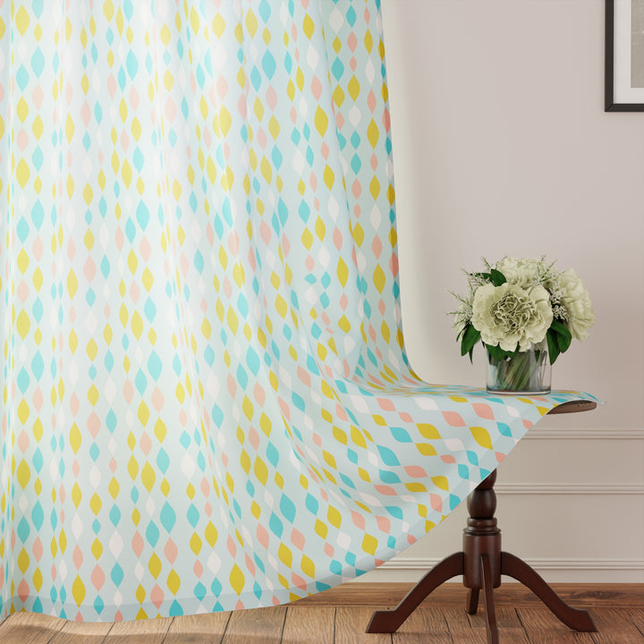 Polyester Teardrops Turq Curtain (Pack of 2)