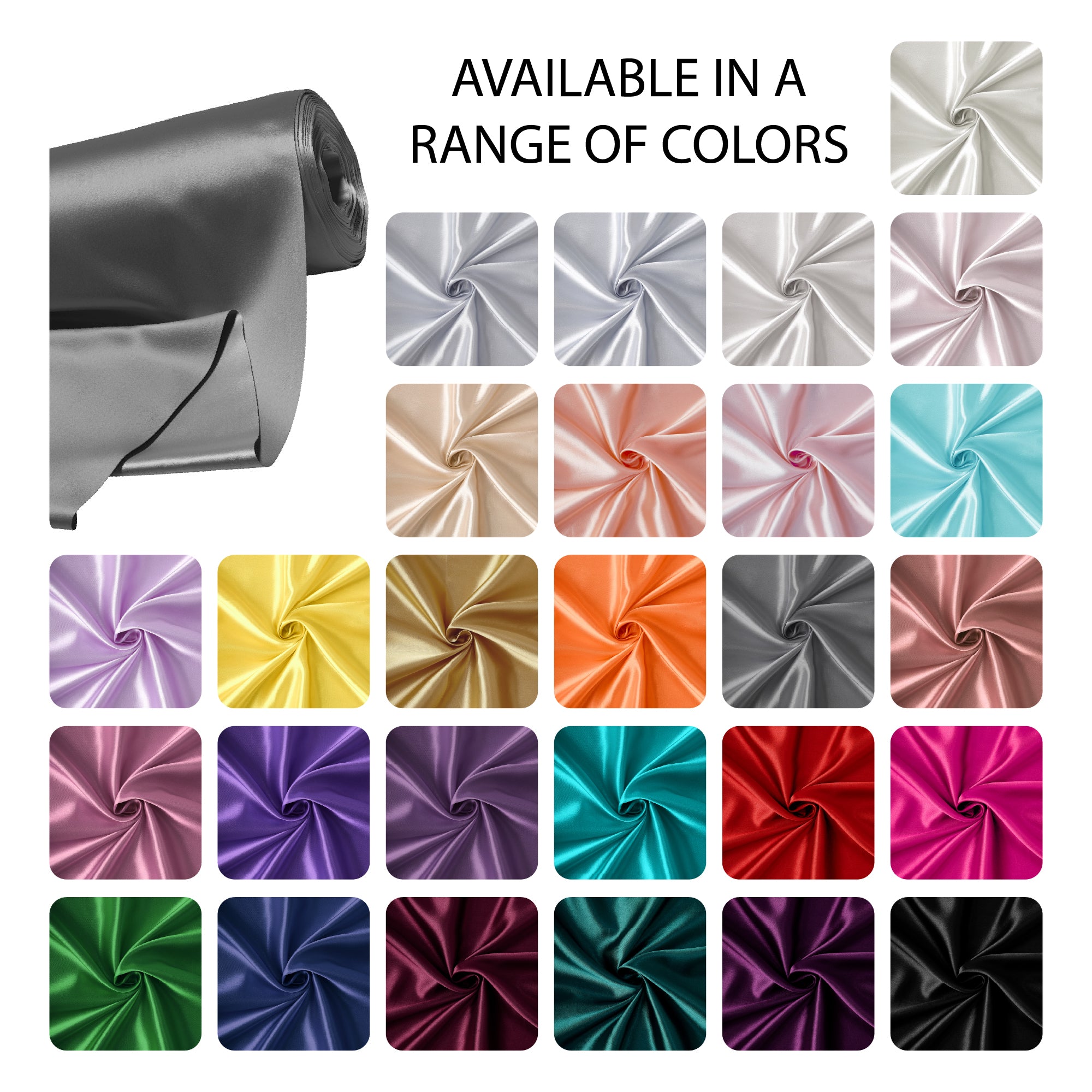 Silky Satin Fabric Material By Meter | 110 Cm Width, Silk & Shiny Fabrics | Fabric For Scrunchies, Dress, Pillowcases, Pajamas, Evening Dress, DIY