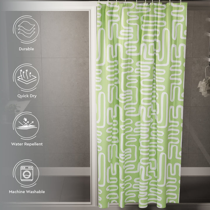 Polyester Boho Maze Sage Shower Curtain (Pack of 1)