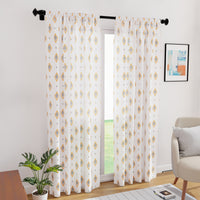 Polyester Diamond Yellow Curtain (Pack of 2)