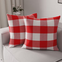 Cotton Buffalo Red Checks Cushion Cover (Pack of 2)